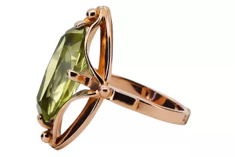 Anillo Vintage Peridoto amarillo Oro rosa antiguo original de 14k vrc047r
